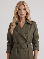 Edie Belted Coat Dark Green view 2