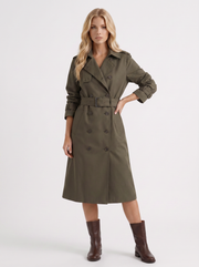 Edie Belted Coat Dark Green view 3