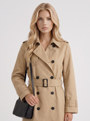 Edie Belted Coat Beige view 2