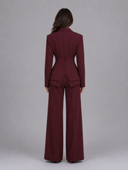 Women’s Tailored Two-Piece Suit – Cinched Waist & Wide-Leg Trousers view 2