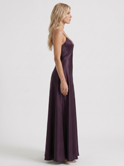 Adelaide V Neck Satin A Line Maxi Dress Plum view 4