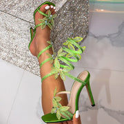 Alexis Butterfly Wrap Strap Stiletto Heeled Sandals Green view 4