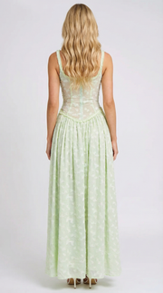 Amelia Lace Slit Maxi Dress Green view 5