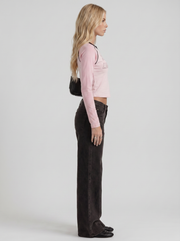 Amelie Bow Detail Wide Leg Jeans Black view 4