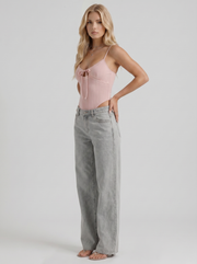 Amelie Bow Detail Wide Leg Jeans Blue view 3