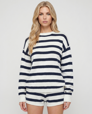 Ashley Striped Shorts Set Navy view 2