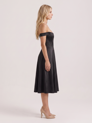 Astra Corset Off Shoulder Midi Dress Black view 4