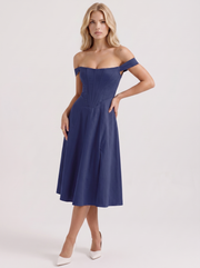 Astra Corset Midi Dress Blue view 3