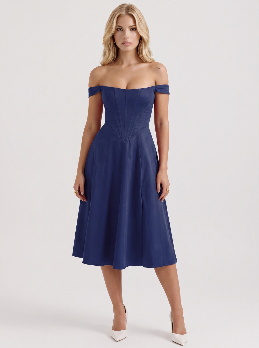 Astra Corset Midi Dress Blue