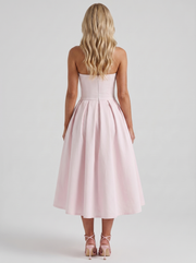 Audrey Strapless Pleated A Line Midi Dress Blush view 5