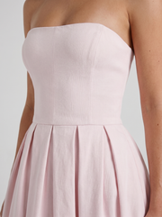 Audrey Strapless Pleated A Line Midi Dress Blush view 6