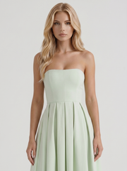 Audrey Strapless Pleated A Line Midi Dress Mint view 2