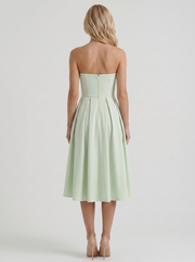 Audrey Strapless Pleated A Line Midi Dress Mint view 5