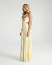 Aurora Pleated Cutout Maxi Dress Butter Yellow view 3