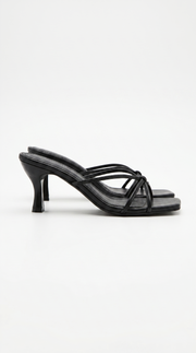 Avery Strappy Square Toe Mule Heel Sandals Black view 1