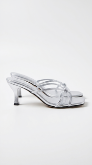 Avery Strappy Square Toe Mule Heel Sandals Silver view 1