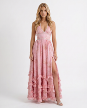Bianca Ruffle Maxi Dress Ballet Rose view 1
