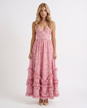 Bianca Ruffle Maxi Dress Blush Petal view 1