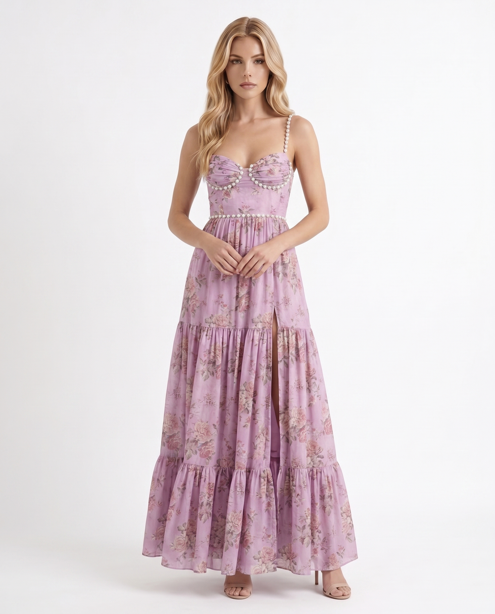 Bianca Ruffle Maxi Dress Rose Garden