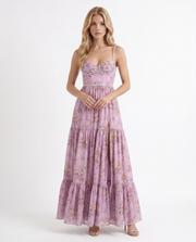 Bianca Ruffle Maxi Dress Rose Garden view 1