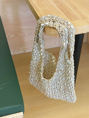 Bibi Shell Embellished Woven Shoulder Beach Bag Ivory view 3