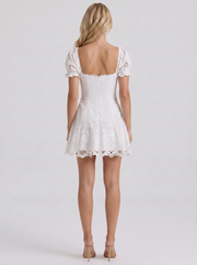 Bridget Broderie Anglaise Puff Sleeve Square Neck Mini Dress White view 5