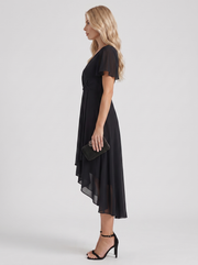 Calliope Ruffle Midi Dress Black view 4