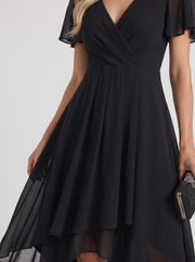 Calliope Ruffle Midi Dress Black view 6