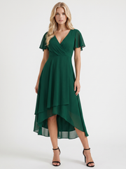 Calliope Ruffle Midi Dress Dark Green view 1