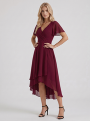 Calliope Ruffle Midi Dress Red view 3