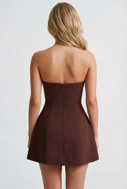 Carly Strapless Mini Dress Brown view 5