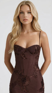 Celestina Floral Maxi Dress Brown view 2