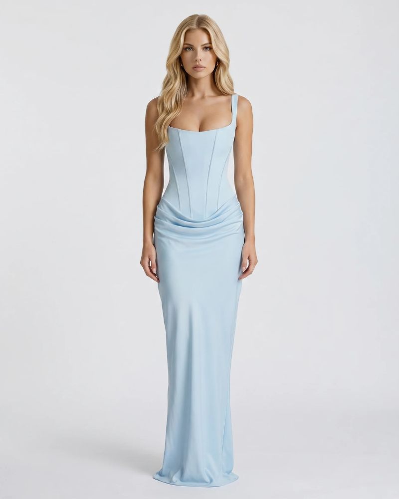 Cerene Corset Maxi Dress Glacier Blue