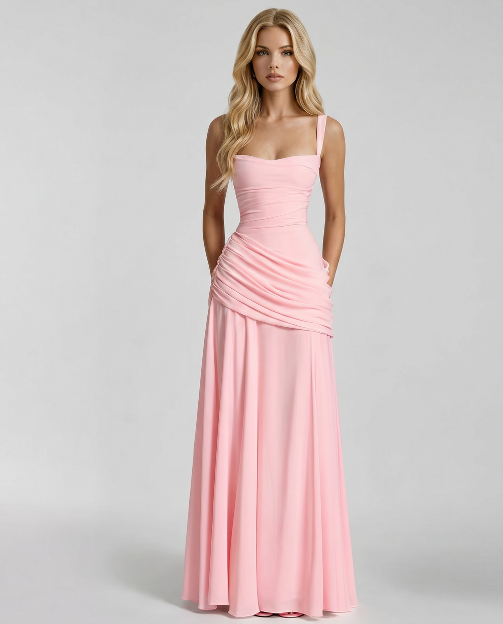 Charlotte Ruched Maxi Dress Pink