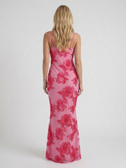 Chloe Floral Mesh Bodycon Maxi Dress Pink view 5