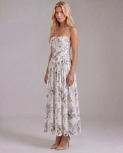Cielle Floral Midi Dress Lilac Garden view 2
