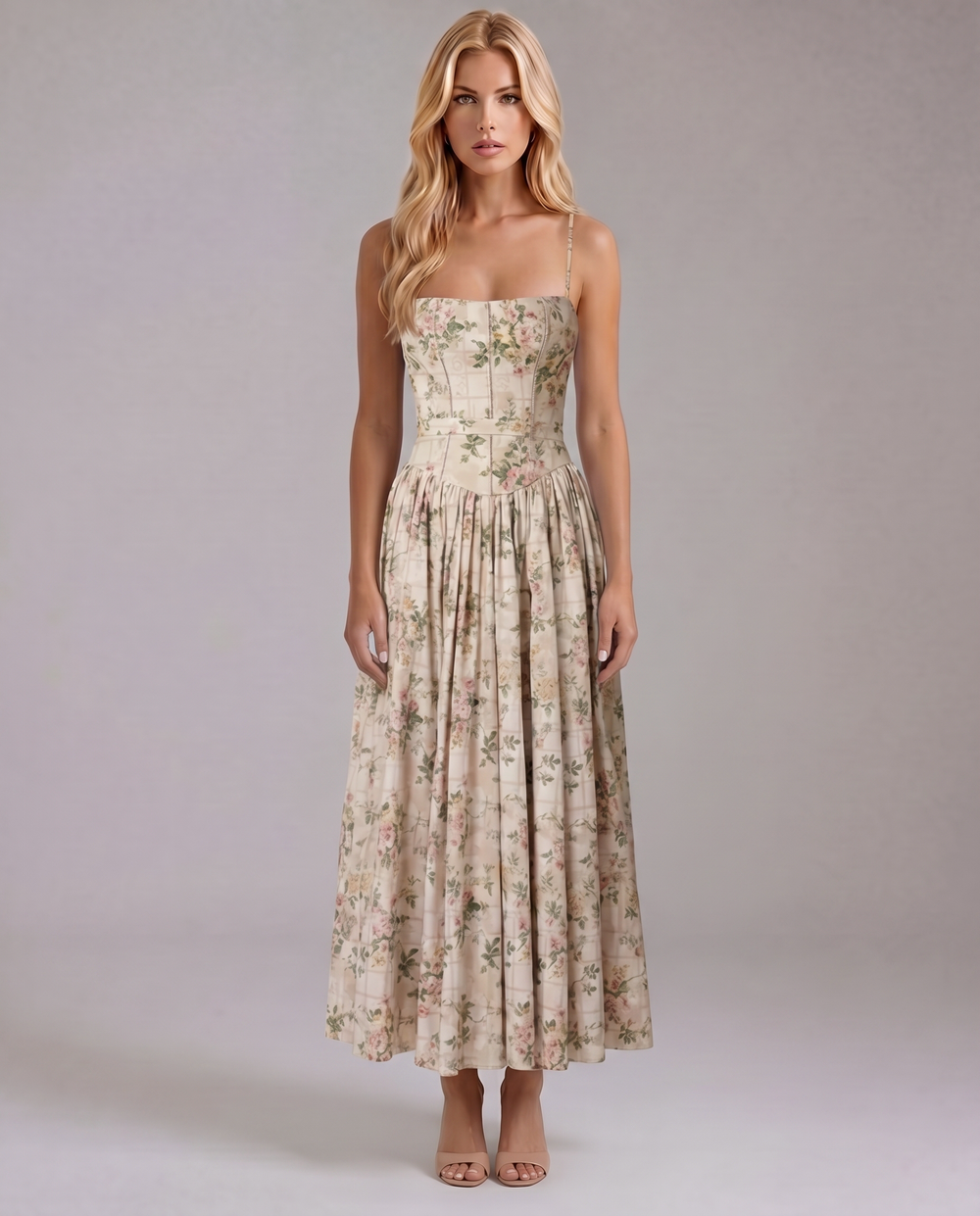Cielle Floral Midi Dress Rose Garden