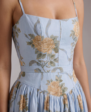 Cielle Floral Midi Dress Vintage Blue view 5