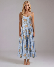 Cielle Floral Midi Dress Vintage Blue view 1