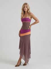 Cleo Skirt Set Mauve & Orange view 3