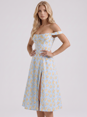 Cosette Floral Midi Dress Blue view 3