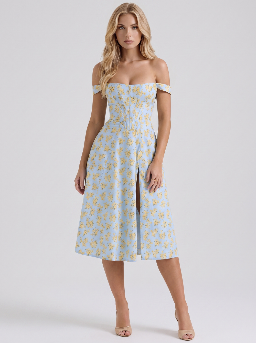 Cosette Floral Midi Dress Blue