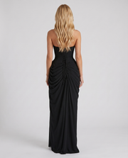 Cyrana Ruched Maxi Dress Black view 4