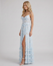 Dahlia Floral Corset Maxi Dress Blue view 4