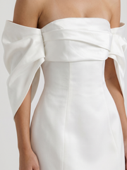 Daisy Off Shoulder Fold Over Mini Dress Ivory view 6