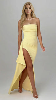 Diana Ruched Maxi Dress Yellow view 1