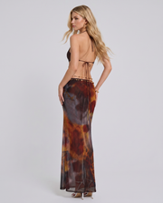 Diva Halter Cutout Maxi Dress Brown view 3