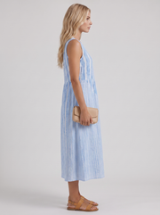 Elara Printed Midi Dress Blue Stripe view 4