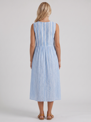 Elara Printed Midi Dress Blue Stripe view 5