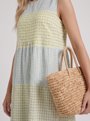 Elara Printed Midi Dress Yellow Gingham view 6